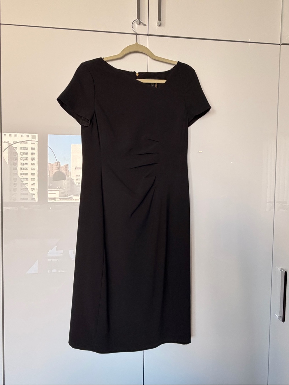 Donna Karan Black Short-Sleeve Midi Sheath Dress